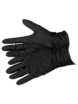 The orange Diamond Grip Nitrile Gloves in a medium size has a raised grip
