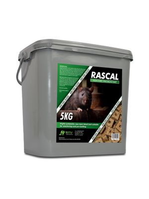 Rascal Non-Toxic Wax Block 5kg Tub is suitable for pre-baiting and monitoring 